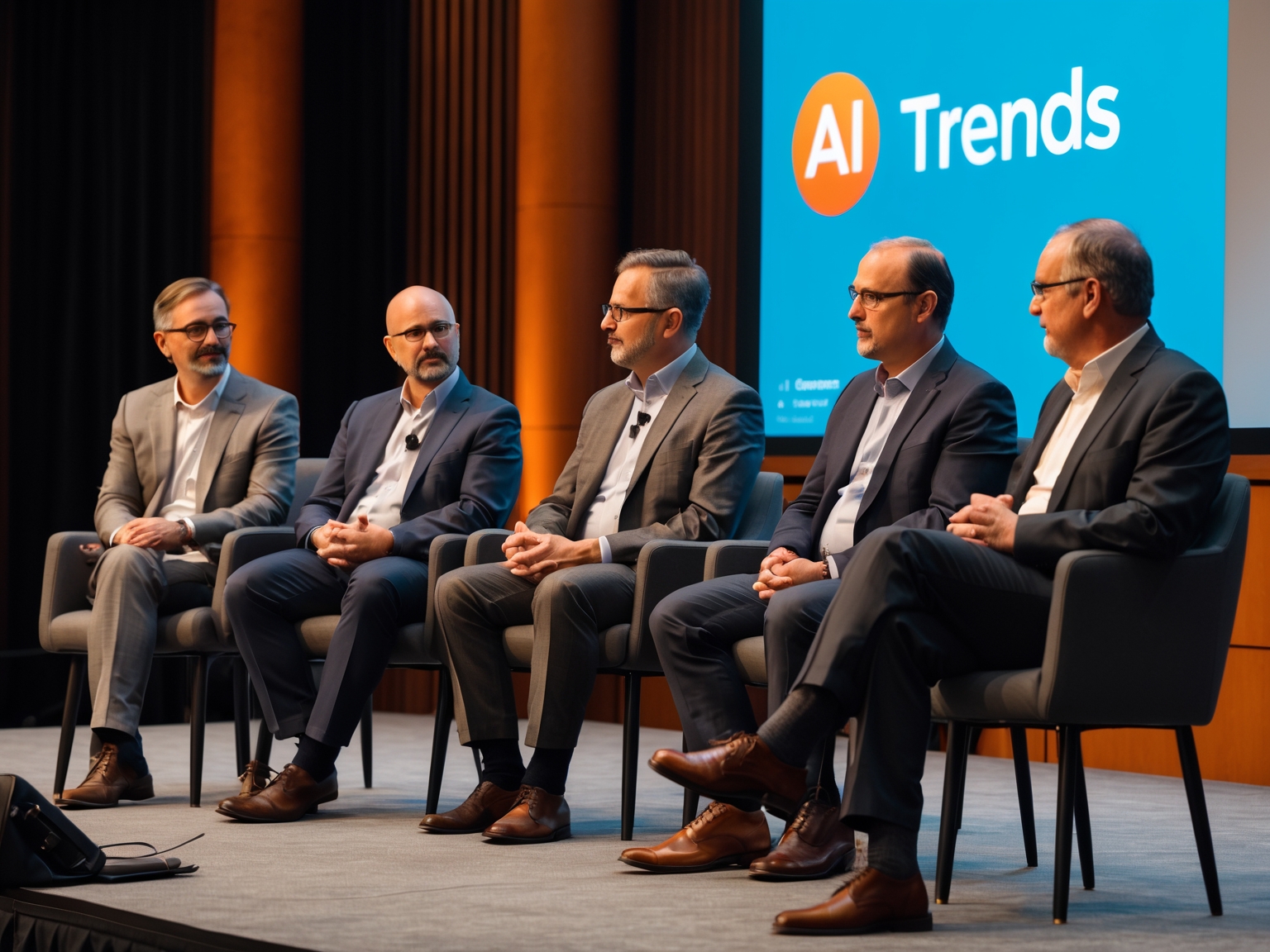 Panel of industry experts at a roundtable discussion on AI trends